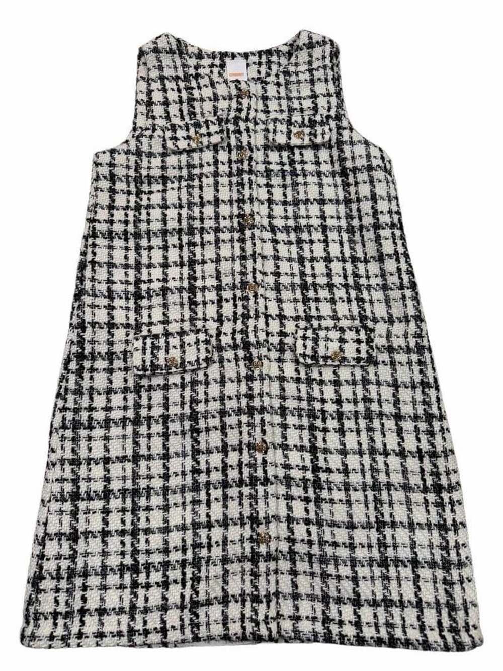 Gymboree Girls Black and White Plaid Tweed Dress Size 10 New with Tags